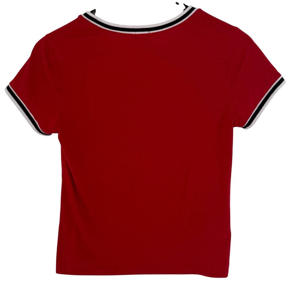 GUESS Red Ringer Tee Embroidered Logo M - Picture 2 of 5